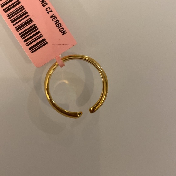 CZ Open Cuff Ring in Yellow Gold Plated Over Sterling Silver 925 - Picture 4 of 6